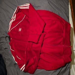 XL Men's red and white addidas track suit